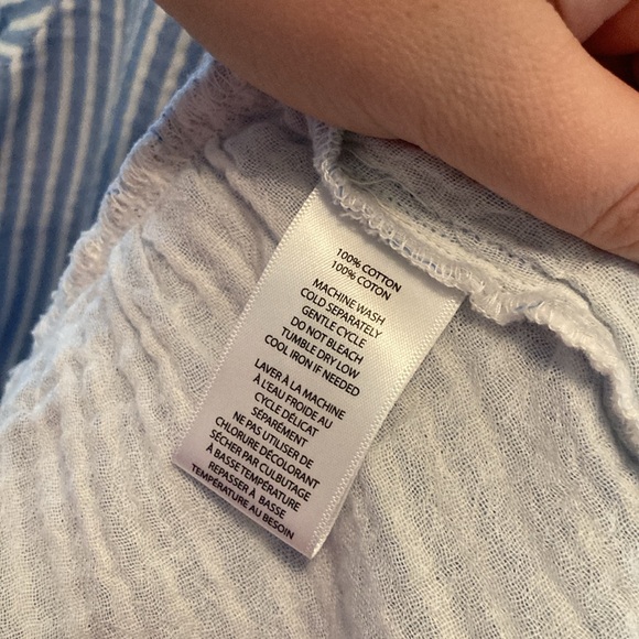 NEW! Beach Lunch Lounge Gauzy Stripe Tiered Ruffled Top V-Neck Short Sleeve Sz M - Picture 6 of 7